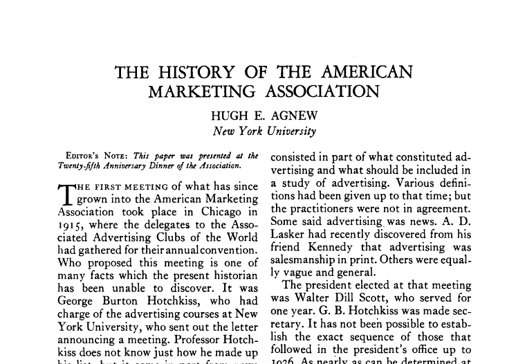 The History of the American Marketing Association